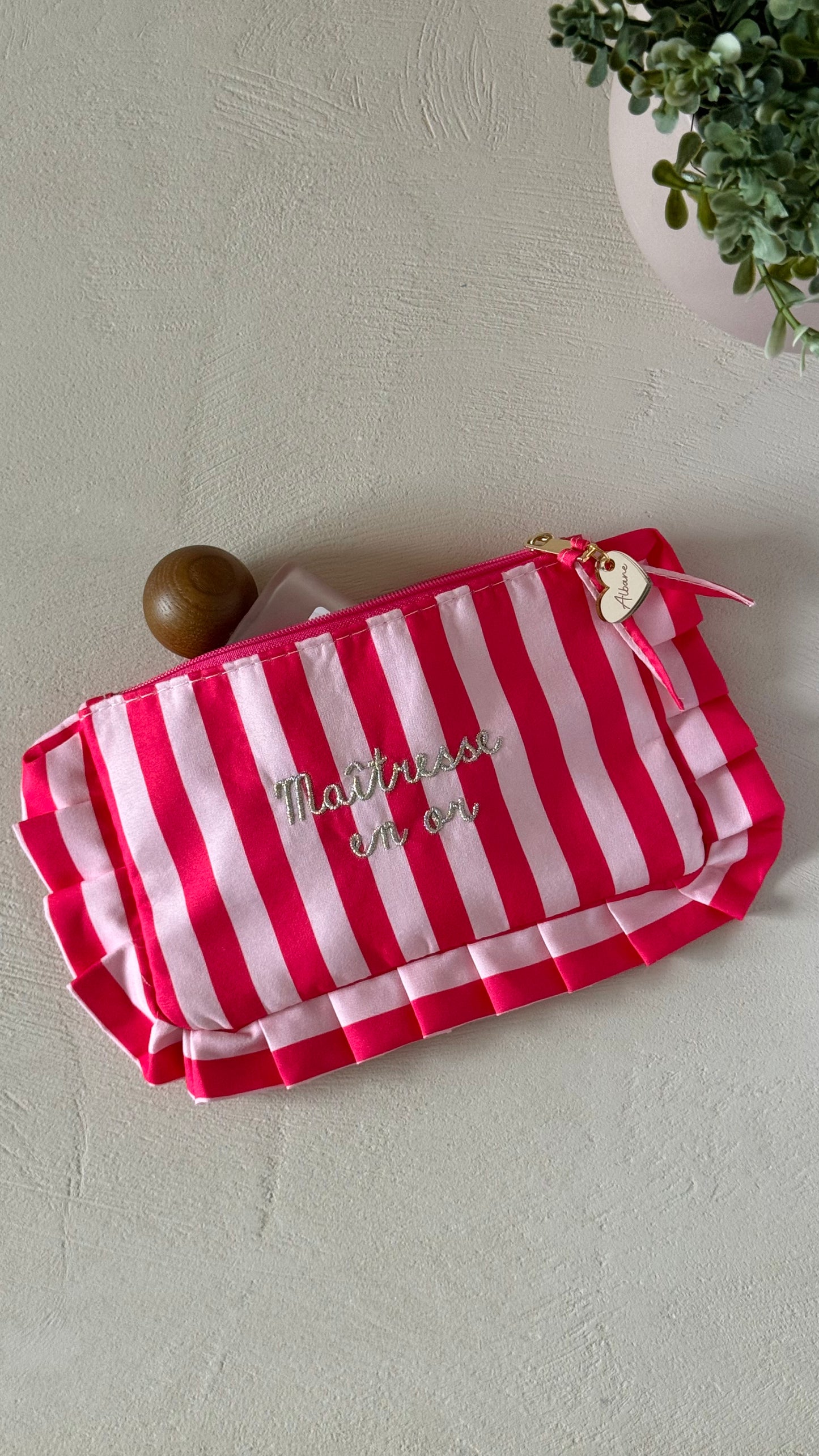 Trousse maîtresse en or personnalisée rayée
