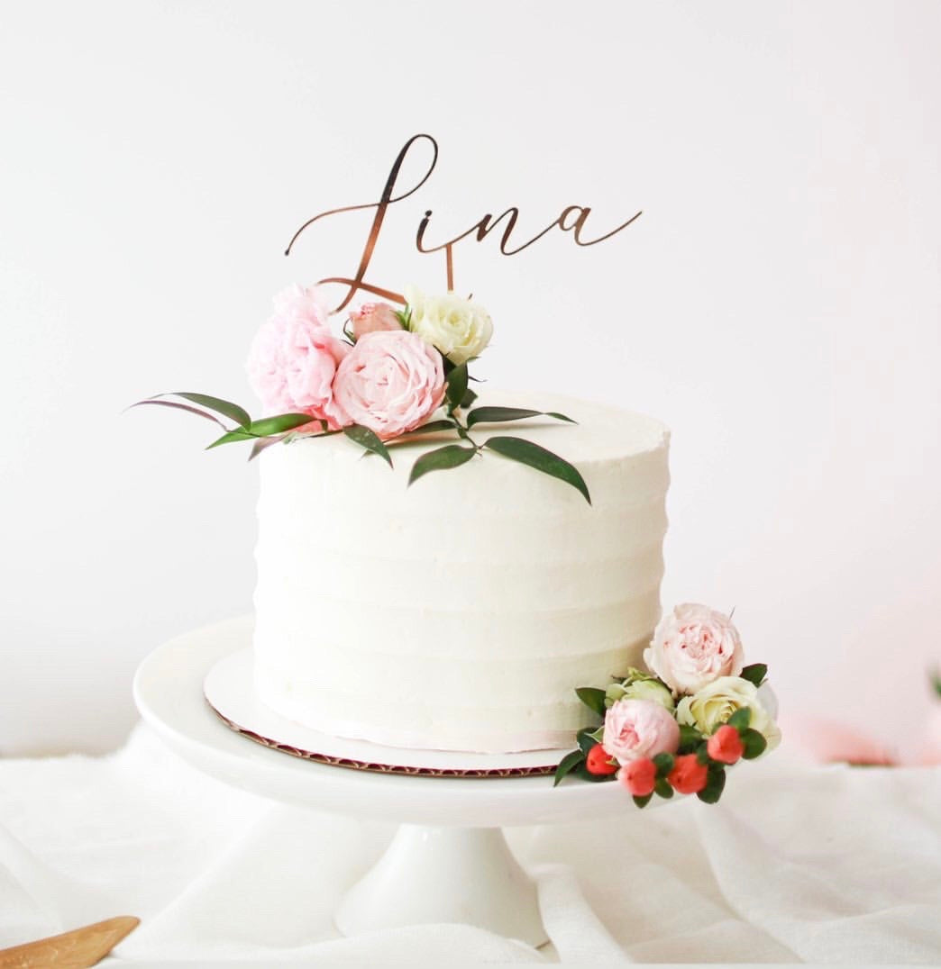 Cake topper first name mirror